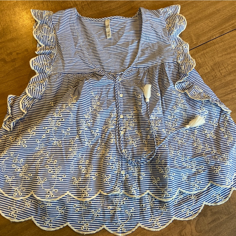 Zara blouse size M blue and white stripe excellent condition